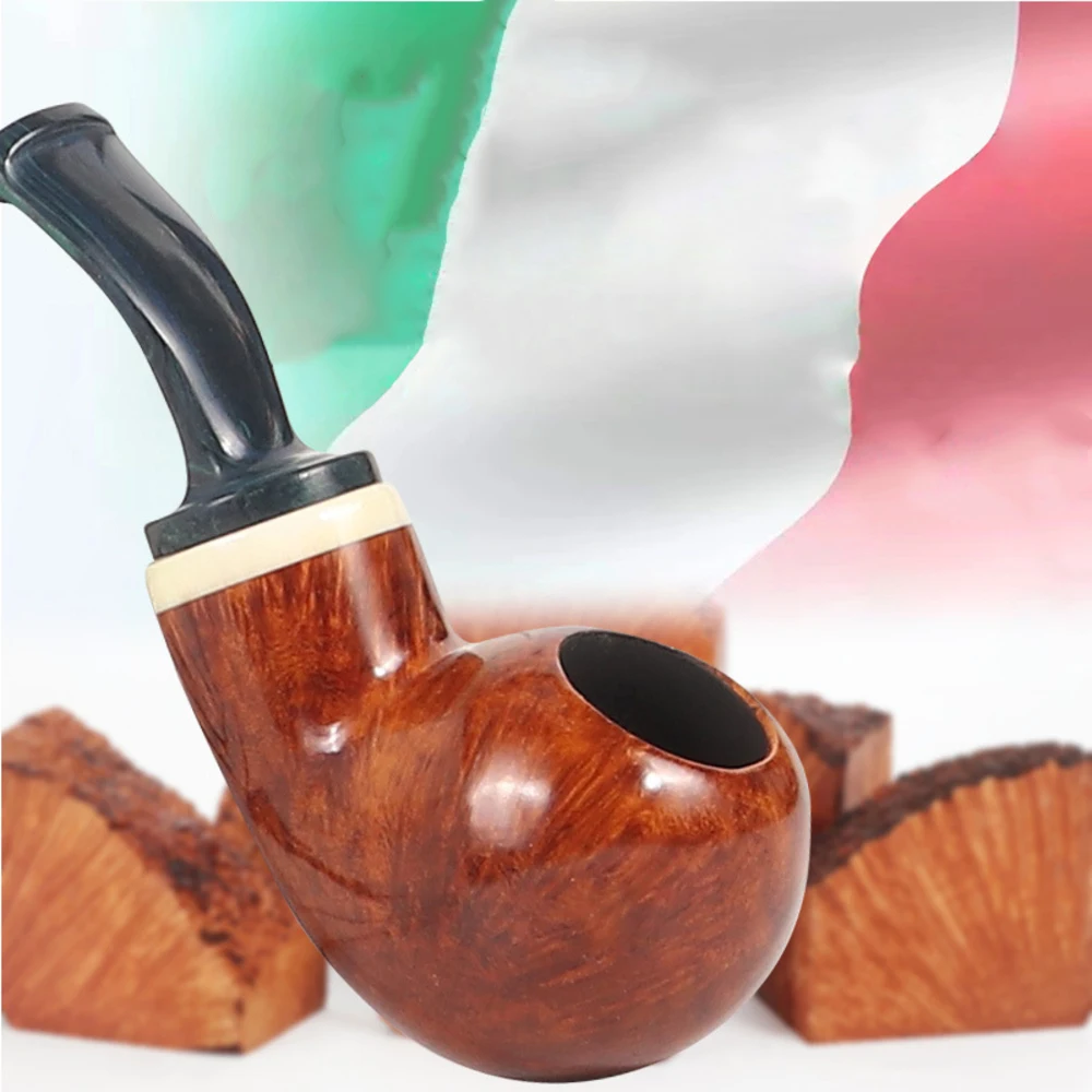 Mini Briar Tobacco Pipe with Cumberland Mouthpiece Thickened Flame Retardant Carbon Layer Smoking Pipe