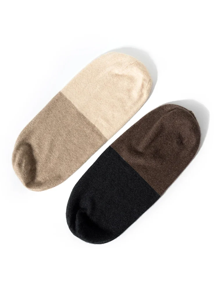 New Color Matching Women 35% Cashmere Double Faced Beanies Caps Casual Hat Men Wool Soft Autumn Winter Real Natural Fabric 2