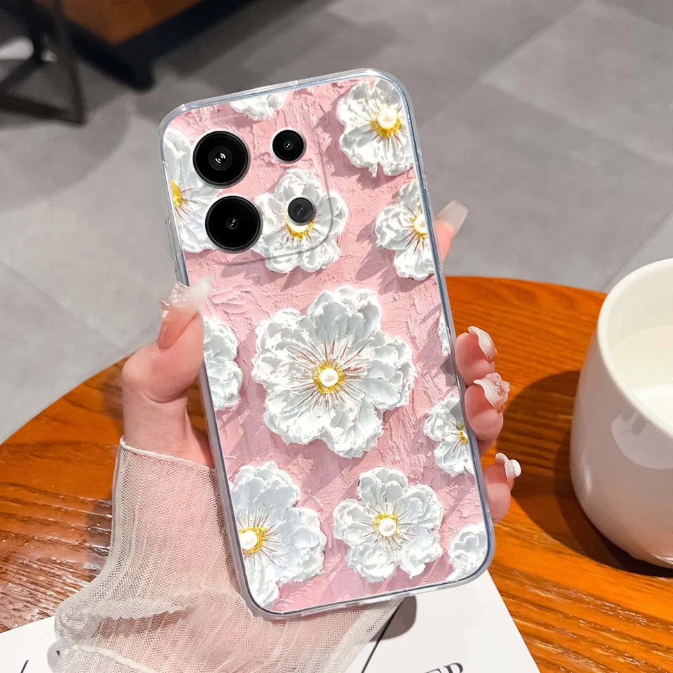 Floral Love Heart Clear Soft TPU Shockproof Phone Case