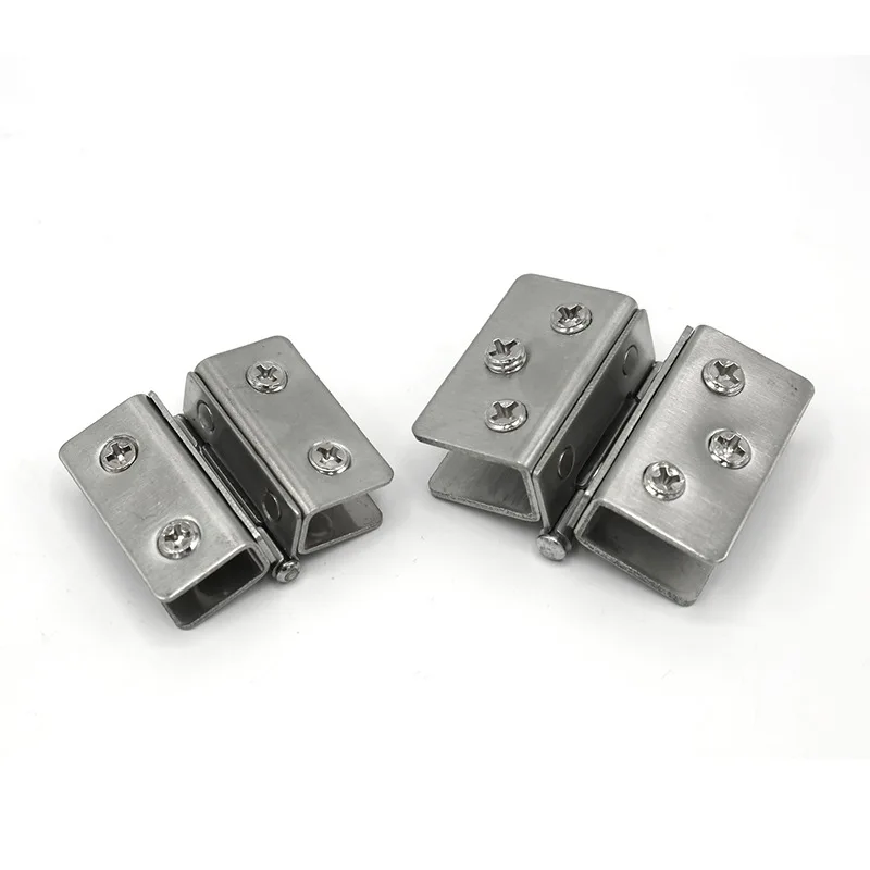 Glass Door Hinge Double Sided Without Hole Stainless Steel Cabinet Cupboard Glass Clamps Clip 4/9/12mm 180 Degree