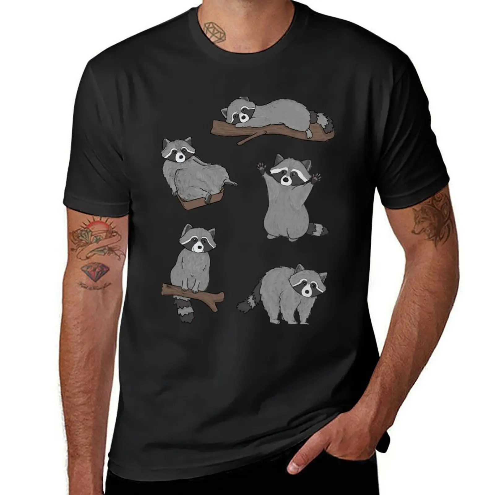

Raccoons T-shirt quick-drying funnys oversized plus size tops clothes for men
