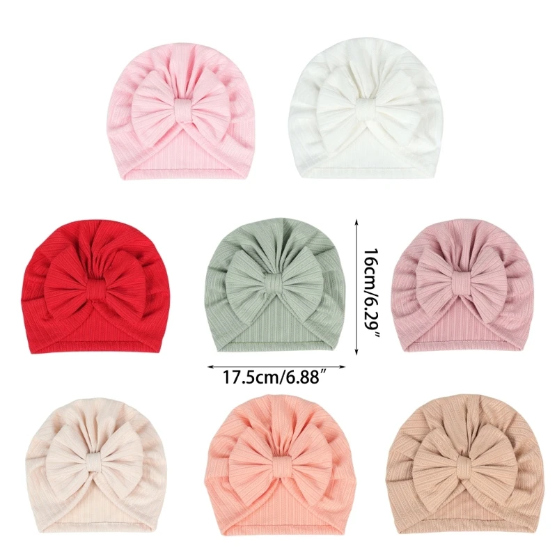 Baby Bowknot Hat Infant Soft Beanie Hat Turban Cap Universal Baby Head Accessory