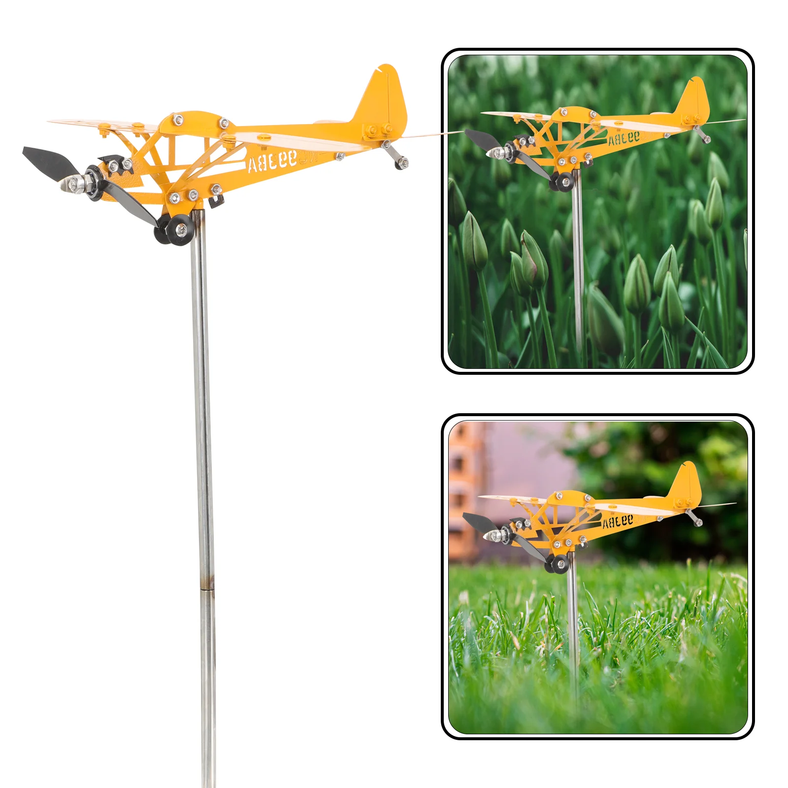 

Backyard Decoration Beautiful Garden Airplane Sculpture Metal Windmill Ornament Floating Windmills Iron