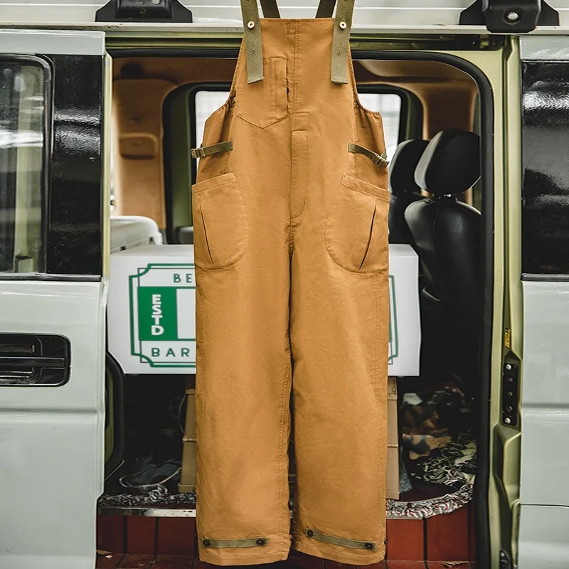 

Maden 2023 New Men's Bib Pants American Vintage Loose Solid Jumpsuits Streetwear Multi Pockets Casual Suspenders Cargo Overalls