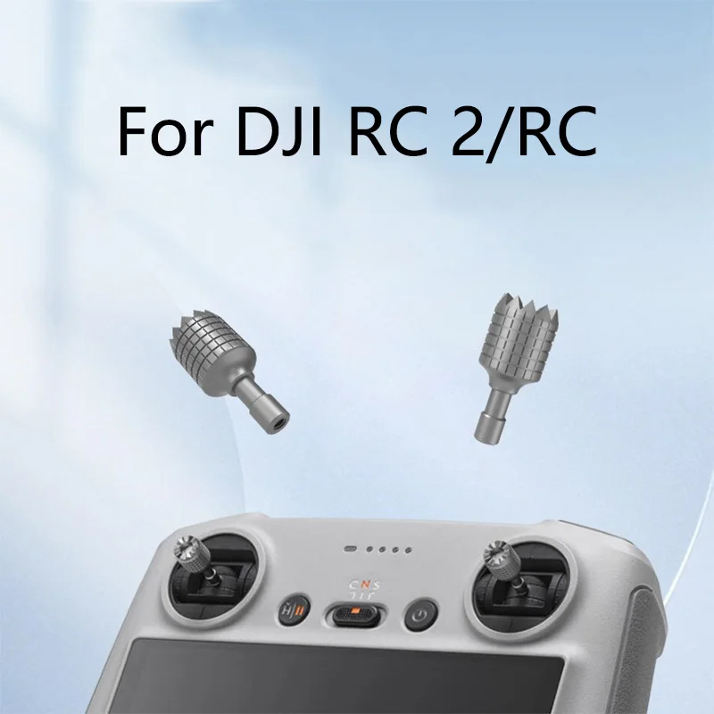 Achetez sticks de manette DJI RC RC 2 en aluminium gris clair, détail du filetage et de la finition mate.