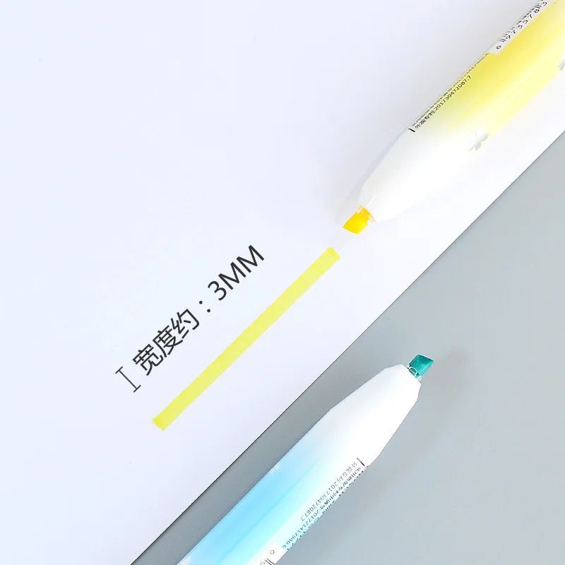 Kawaii Retractable Highlighters Macaron Pastel Highlighter Pen Fluorescence Markers for School Supplies Cute Stationery 6Pcs/set