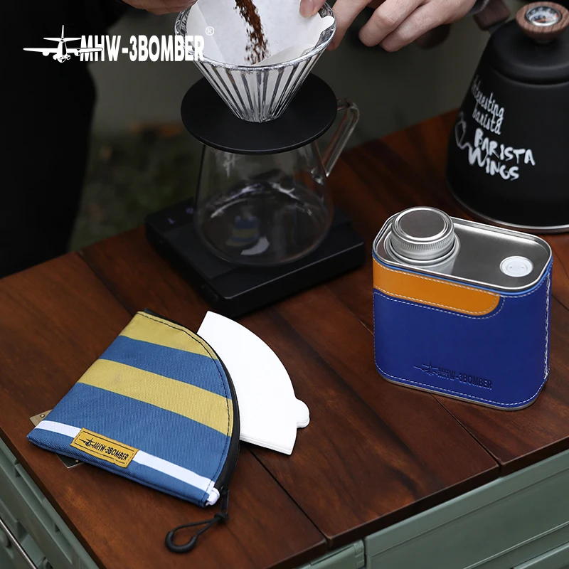 휴대용 MHW-3BOMBER 밀폐 커피 용기, 200g 커피 원두, 공기 밸브 포함, 여과지 보관 가방, 가정용 바리스타 도구