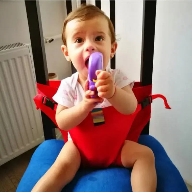 Folding Baby High Seat Strap Portable Kids Baby Chair Travel Washable Infant Feeding Dinning Cover Seat With Safety Belt
