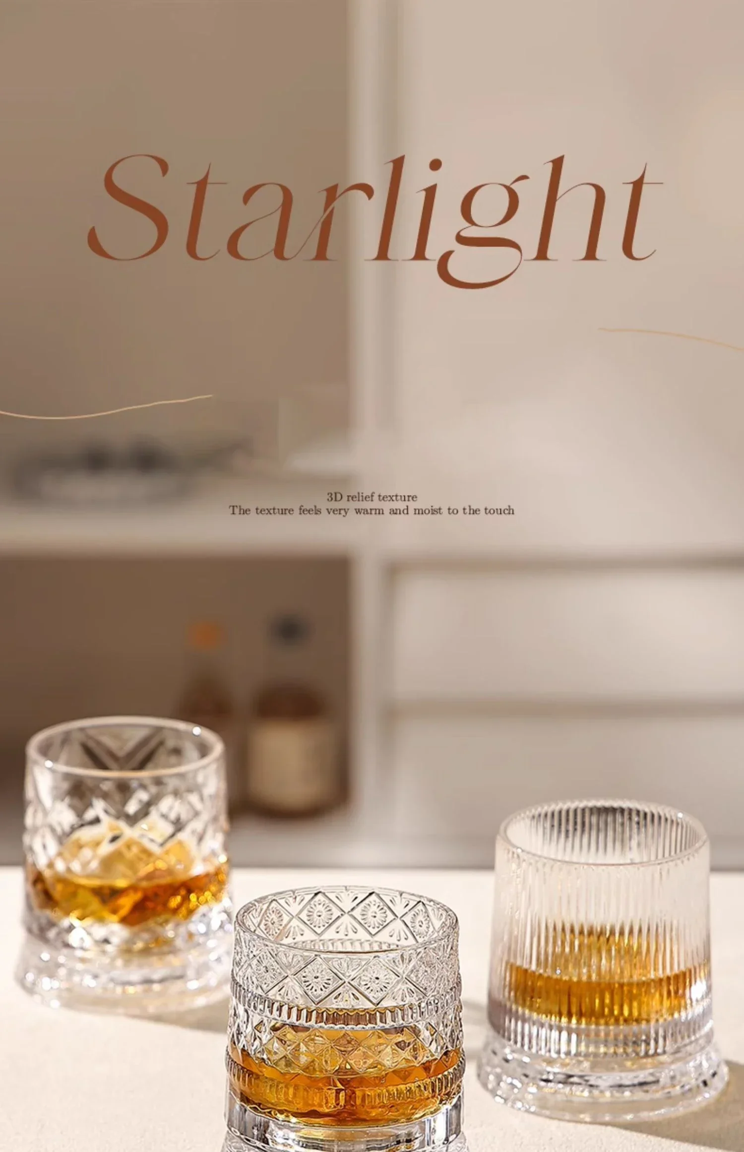 Description Picture 2 of item255 ML Whiskey Glass Transparent Wine Glass Household Heat-resistant Rotatable Beer Cup Party Drinkware Creative ornaments