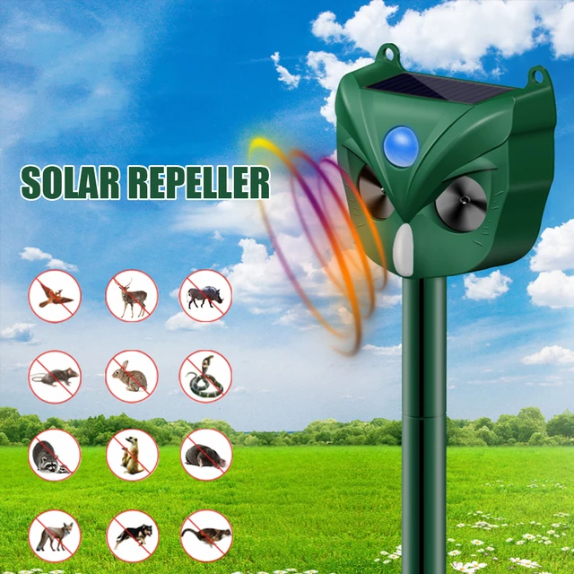 Animal Repeller Solar/Usb -Töltésű Állati Elrettentő Tényleges Időjárásálló Hang És Könnyű Riasztás A Kültéri Kerti Udvari Gazdasághoz