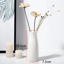 Decorative Striped Ceramic - Style Flower Vase for Creative Floral Displays (3502 - white)