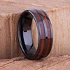 Mode 8mm hommes titane acier Koa bois anneaux pour hommes femmes dôme poli en acier inoxydable anneaux hommes mariage bande bijoux cadeaux