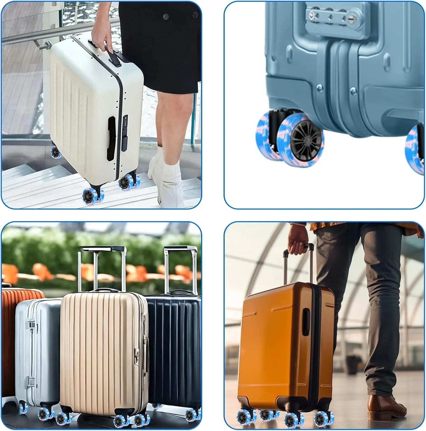 4-40pcs Luggage Wheel Covers Silicone Suitcase Wheel Covers Luggage Wheel Protector Heavy Duty Noise-Proof Accessories 5
