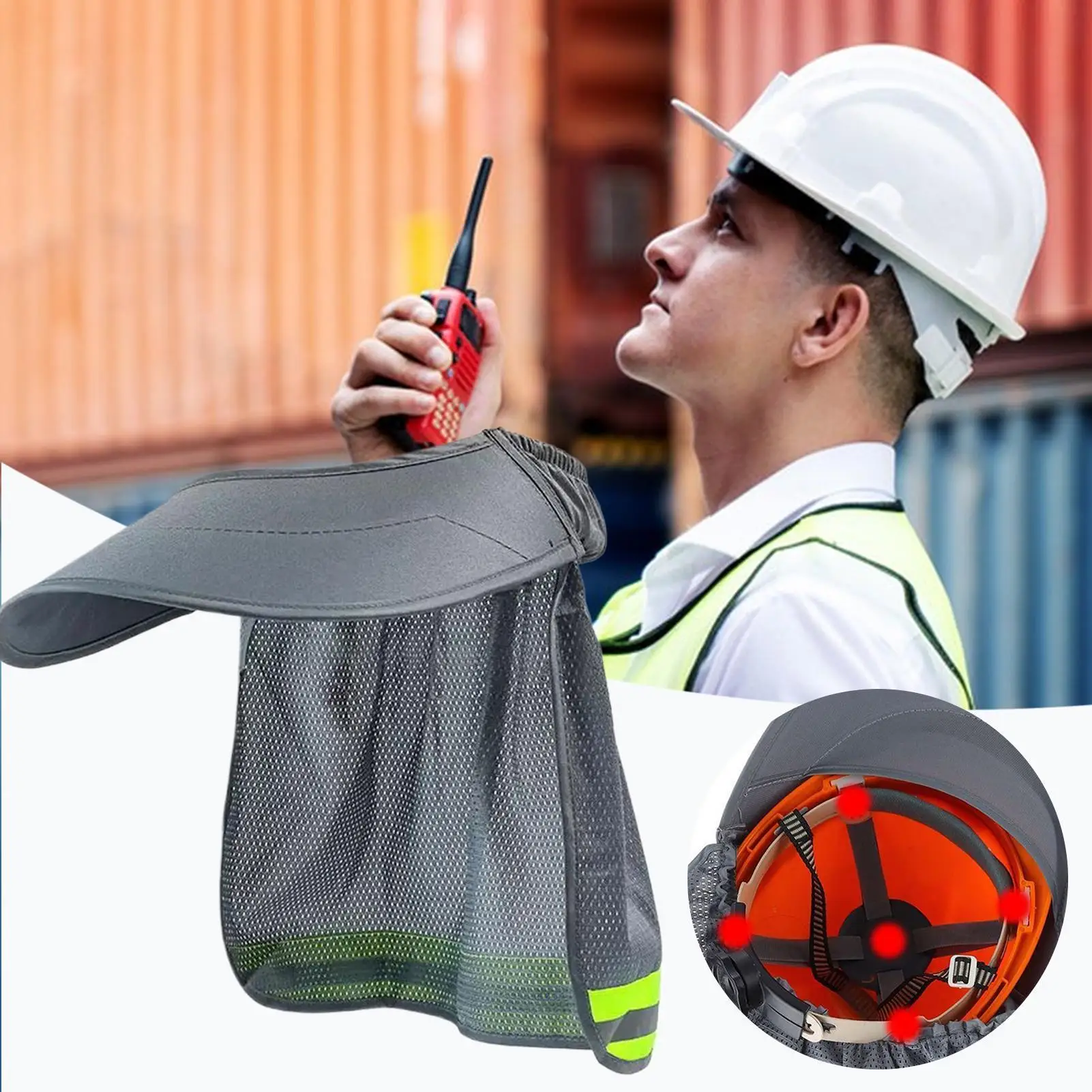 ard Hat Shade Sun Visor Neck Shade Reflective Strip Protective Helmet Attachment For outdoor Working Construction Sites Men
