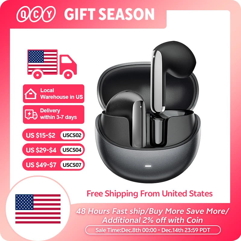 QCY HT10 AilyBuds Pro+ ANC Wireless Earphone Hi-Res Audio with LDAC Bluetooth 5.3 Earbuds 6 Mic AI HD Call Multipoint Connection