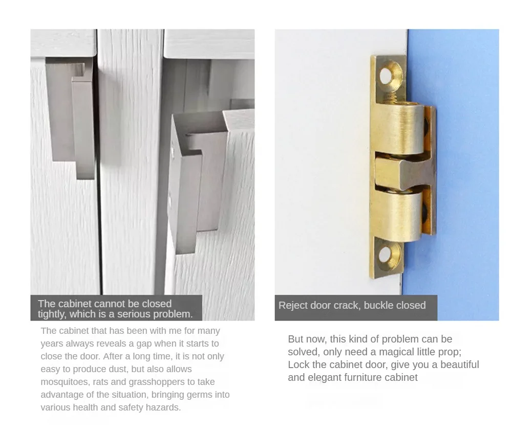 Description Picture 3 of itemDoor Bolts Door Spring Clip Solid Brass Spring Ball Cabinet Door Catche Free Screws Furniture Fitting Door Latch Door Switch