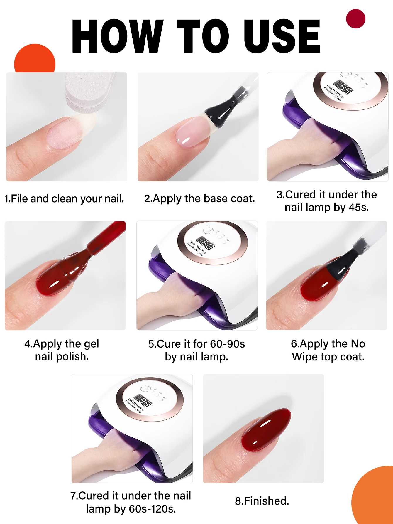 YOKEFELLOW Gel Nail Polish Set 6PCS 10ml Rich Pigment Soak Off Low Odor Long-Wear Gel Varnish for Professional Manicure 6