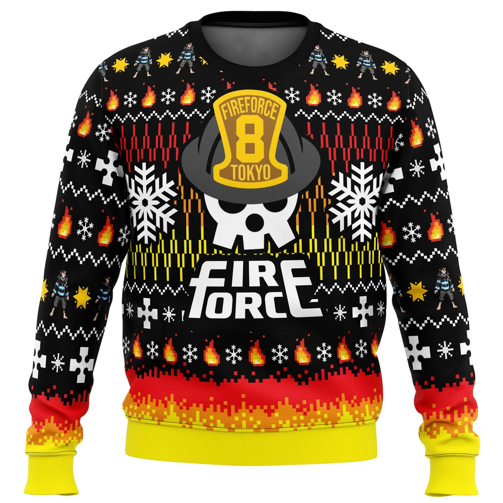 

Christmas Flame Fire Brigade Ugly Sweater Gift Santa Claus Pullover Men's 3D Sweatshirt and 2023 Autumn/Winter New Top