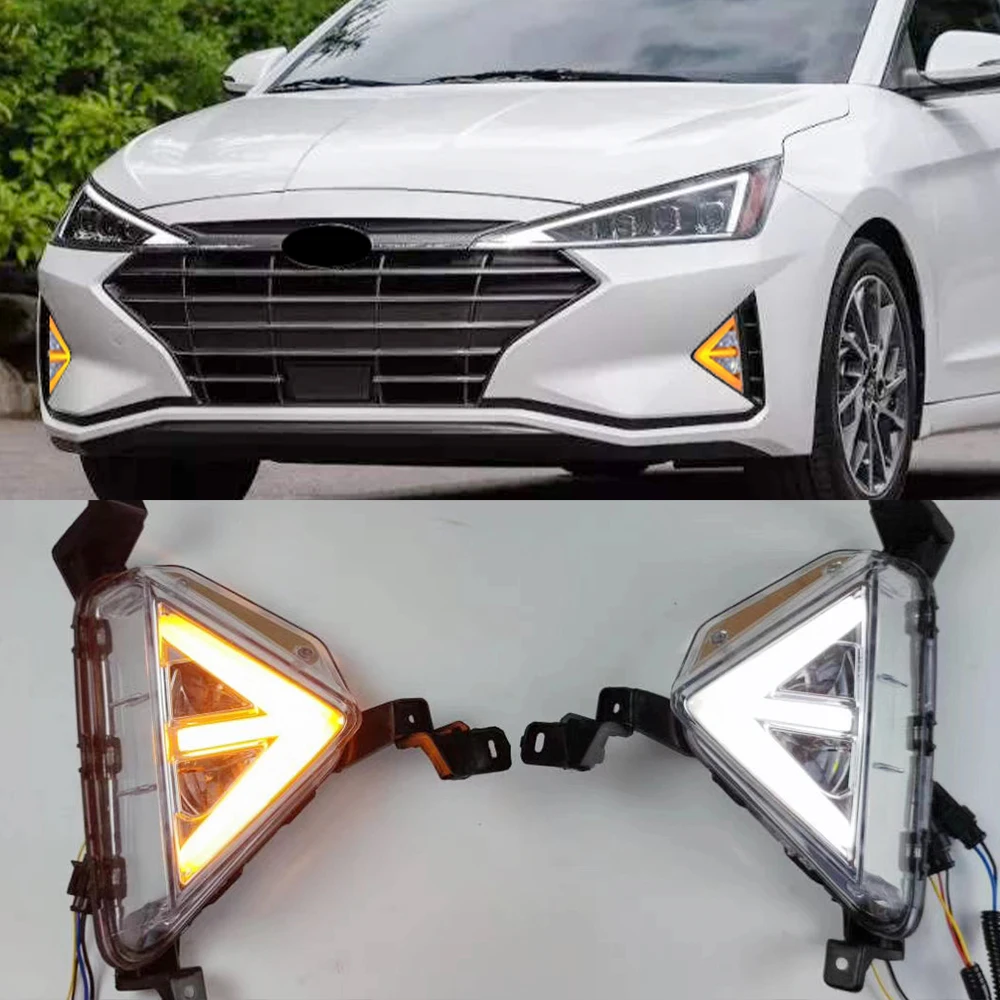 

LED fog lamp for Hyundai Elantra 2019 2020 DRL Daytime Running Lights with Yellow Turn signal light Foglight
