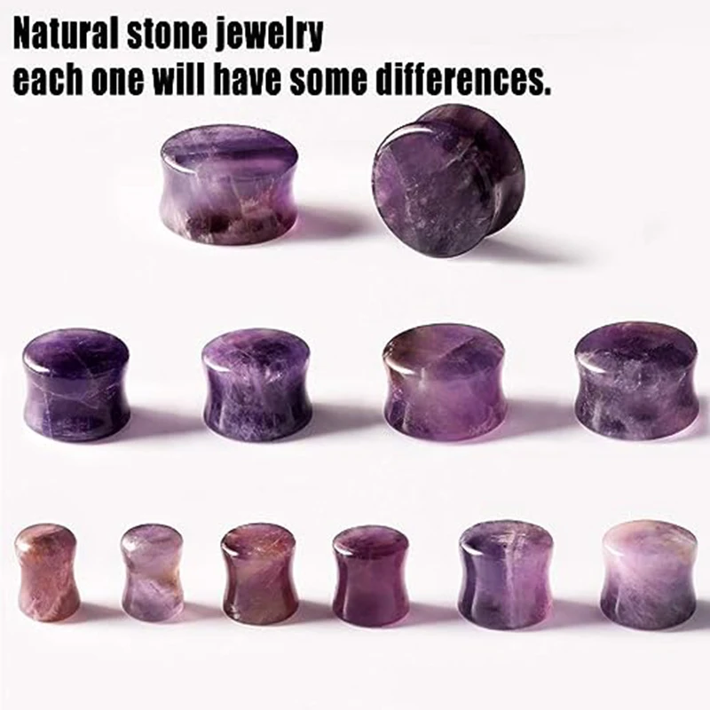 2pcs Amethyst Stone Flesh Ear Plugs and Tunnels Piercing Oreja for Women Men Flare Ear Gauge Expander Stretcher Piercings piercing jewelry body piercing jewelry body jewelry