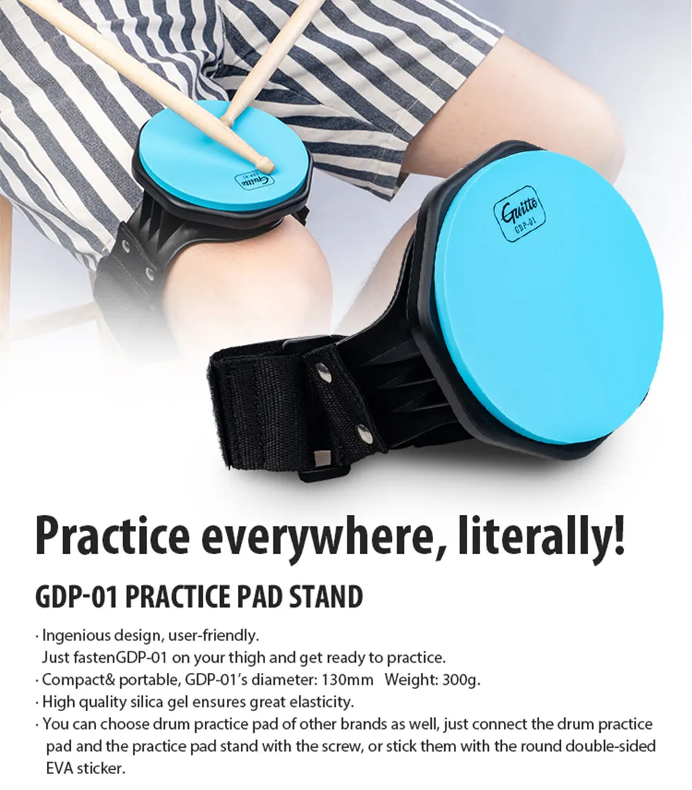 Guitto Series GDP-01 Drum Practice Pad Silicone Drum Pad Holder Stand with Adjus