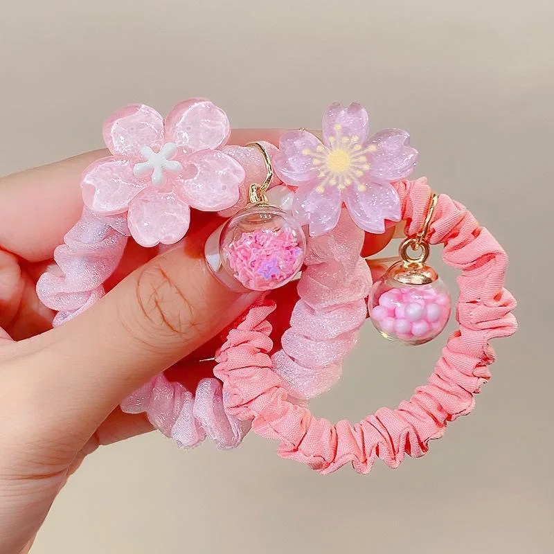 Flowers Hair Rope High Elastic Small Intestine Hair Loop forWomen High Grade Satin Durable Rubber Band Hair Ornament