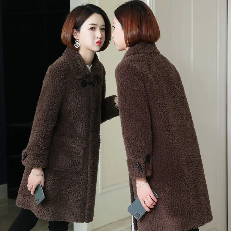 

Women Winter Real Fur Wool Coat Female Soft Natural Sheep Shearing Coats Ladies Thick Warm Genuine Lamb Overcoat Y124