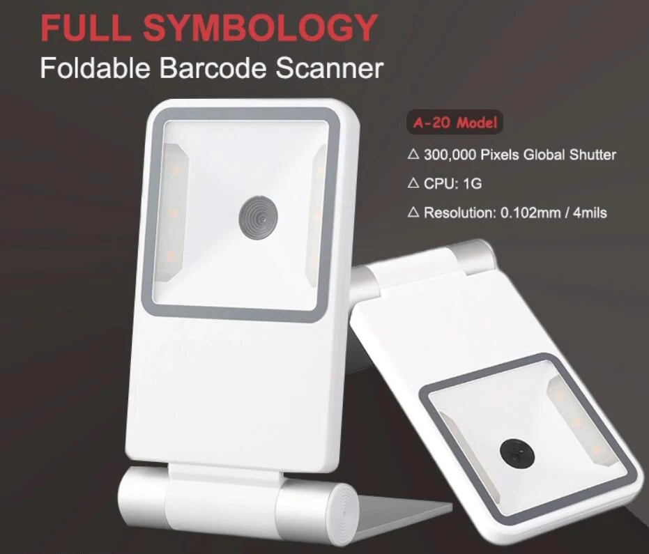 Nova Arrial Dobrável Omnidirecional Desktop 2d Scanner de Código de Barras Plataforma Usb com Fio Automático Leitor Código de Barras para o Supermercado - Imagem 6
