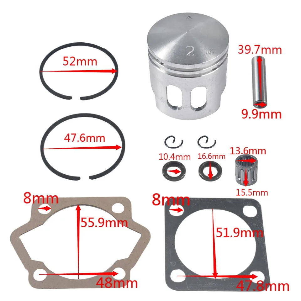 Kit Spinotto Pistone 50mm Per Motore 100cc, Bici Motorizzata O Moto