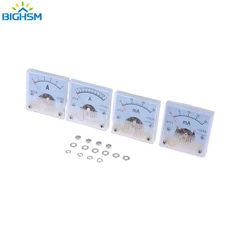 

1Pc 91C4 DC 20mA 30mA 500m A 1A 2A 5A 10A Analog Ammeter Milliammeter Panel AMP Current Meter Gauge 45mmX45mm