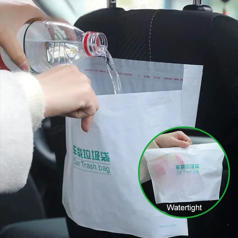 20/40Pcs Self-Adhesive Disposable Trash Bag Thicken Waterproof Garbage Bag Leak-Proof Rubbish Storage for Car/Home/Office car storage bag car trash bag