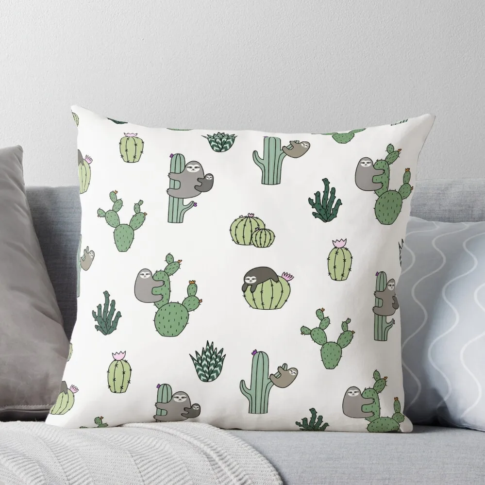 

Cacti Sloths Throw Pillow Cushions Home Decor Christmas Covers For Cushions Cushions For Sofa