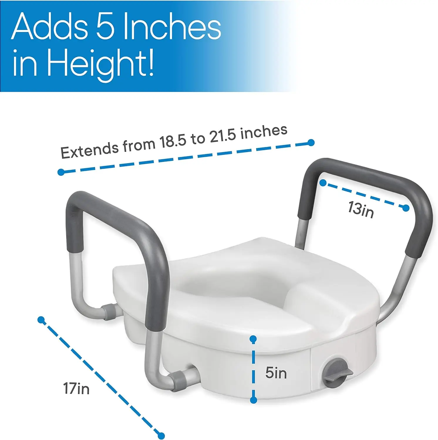Toilet booster elevated raised raiser seat cushion with handrail for Patients elderly disable 2