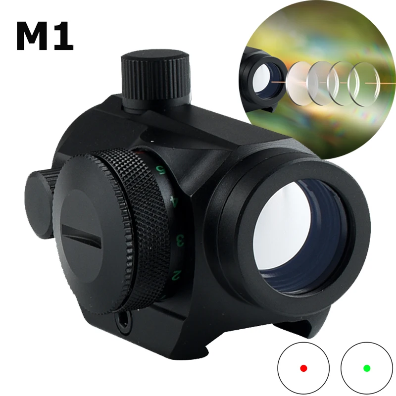 

M1 1x25 Compact Red Dot Scope Red Dot Sight 2 MOA Reflex Sight Mini Rifle Scope with 1 Inch Riser Mount Hunting Accessory