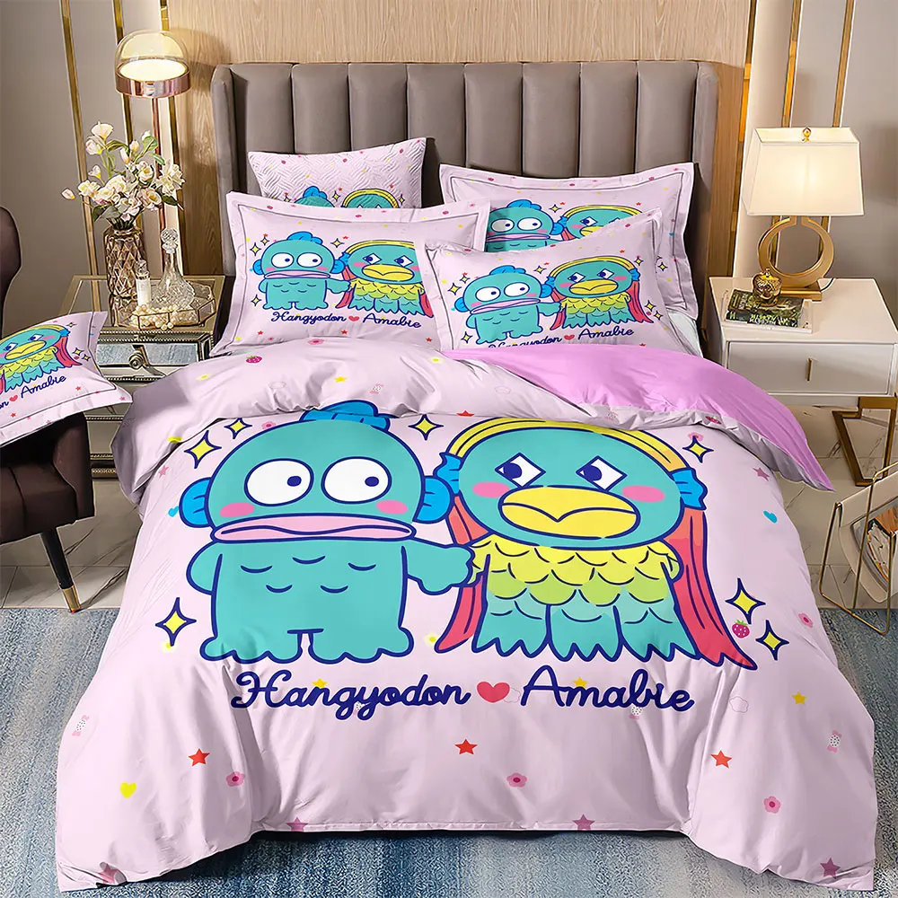 Hangyodon Bedding Sets Sanrio Comforter Bed Cover Duvet Cover Pillow Case 2-3 Pieces Sets Kids Adult Bedroom Decor 4