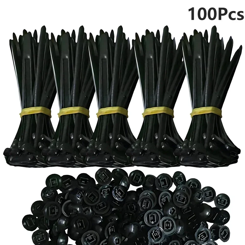 Self-locking Plastic Nylon Cable Tie 20/100Pcs Nylon Universal Cable Tie Buckle, Black Cable Tie Fastening Ring Car Accessories