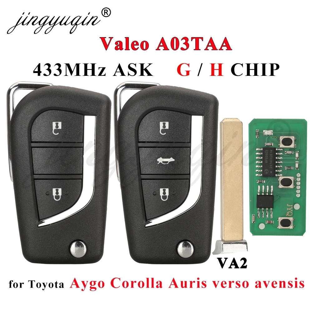 Jingyuqin VA2 Flip Remote Auto Schlüsselanhänger 433 MHz H-8A für Toyota Aygo Corolla Auris /G Chip fit Verso Avensis S 000048000 A03TAA