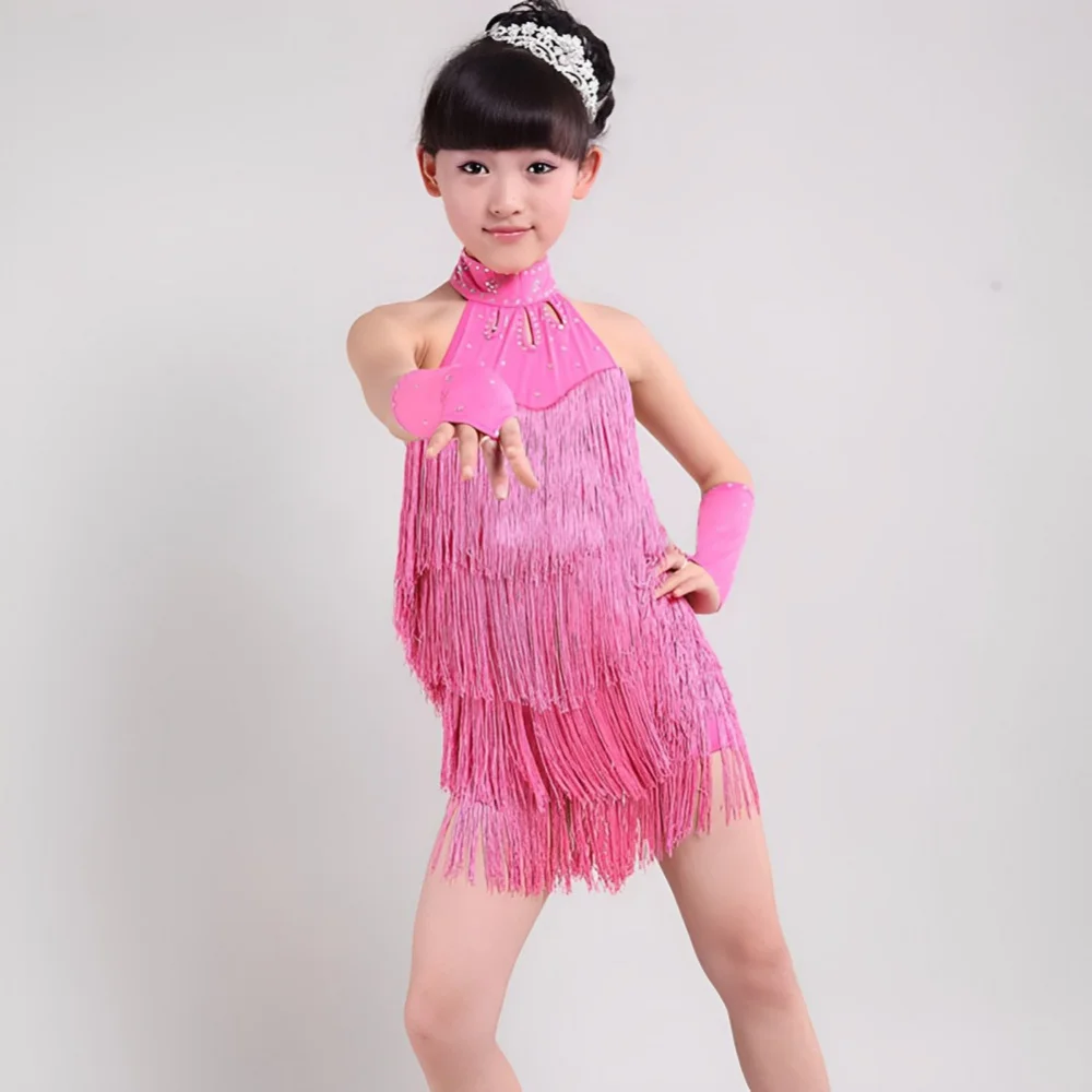 Hot Latin Dance Dress Sleeveless Latin Dance Dress Kid Skirt Teen Stage  Costume | eBay
