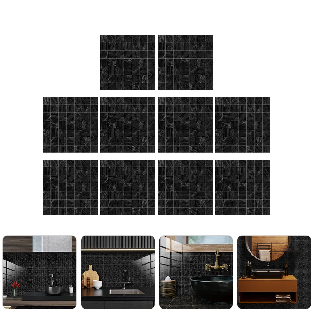 

10 Pcs Mosaic Tile Tiles Pool Sticky Home Decoration Bathroom Floor Background Pvc Decorative Accents