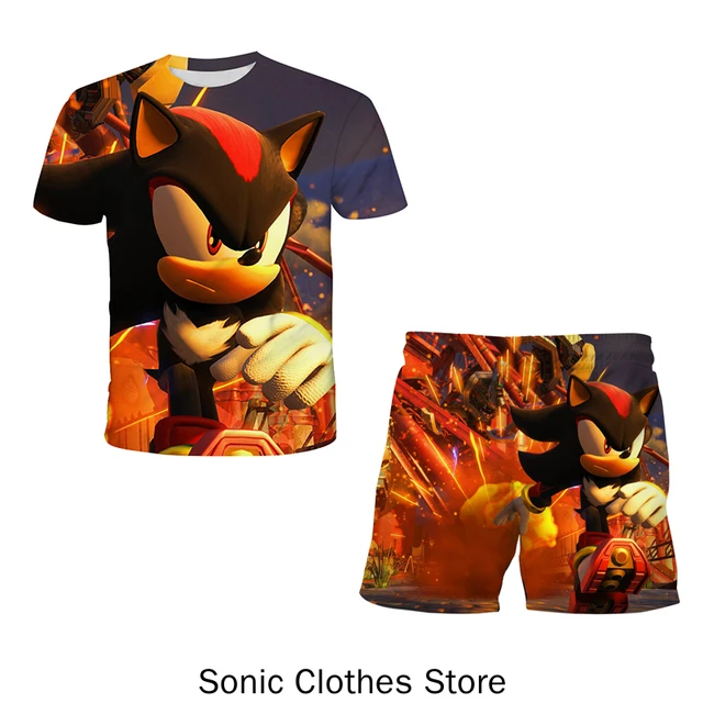 Crianças 3d dos desenhos animados jogo do sonic de impressão de t-shirts  traje meninos t-shirt de verão meninas t-shirt de roupas de crianças tee  tops roupas comprar - Topos & Tees /