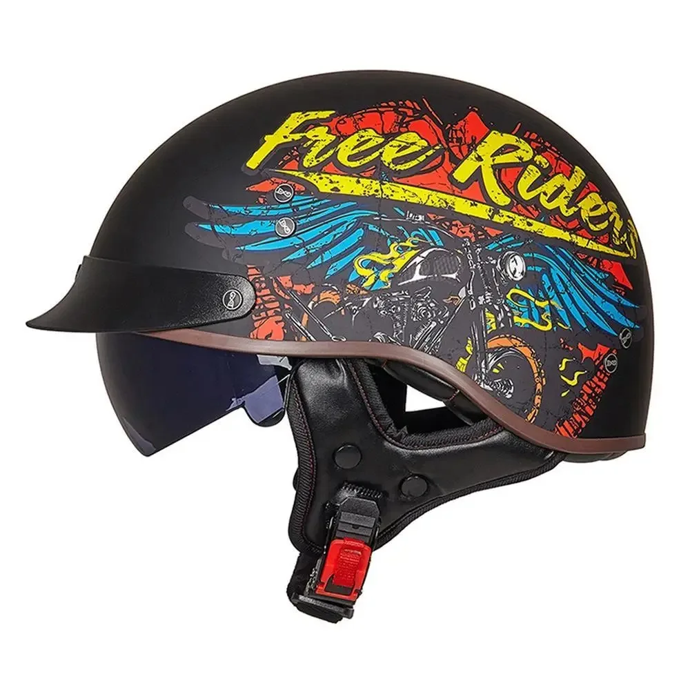 

Retro Motorcycle Helmet Casco Moto Half Helmet German Classic Moto Helmet DOT Certification Capacete De Moto With HD Visors