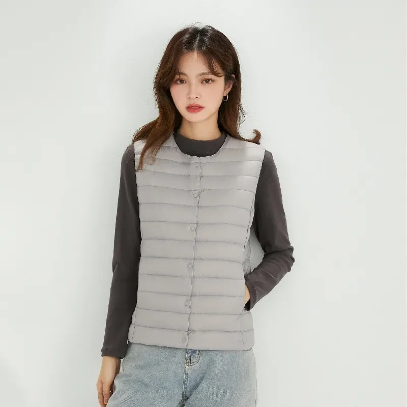 Women Sleeveless Vest New 90% White Duck Down Female Slim Warm Inner Ultra Lightweight Packable Down Liner Jackets 6