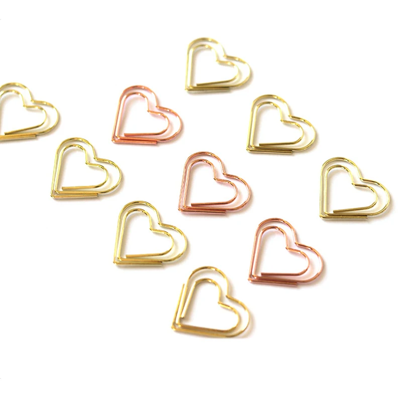 

20Pcs Metal Paper Clips Hearts Colorful Mini Binder Clip Bookmark Book Envelope Clip Stationery School Office Binding Supplies