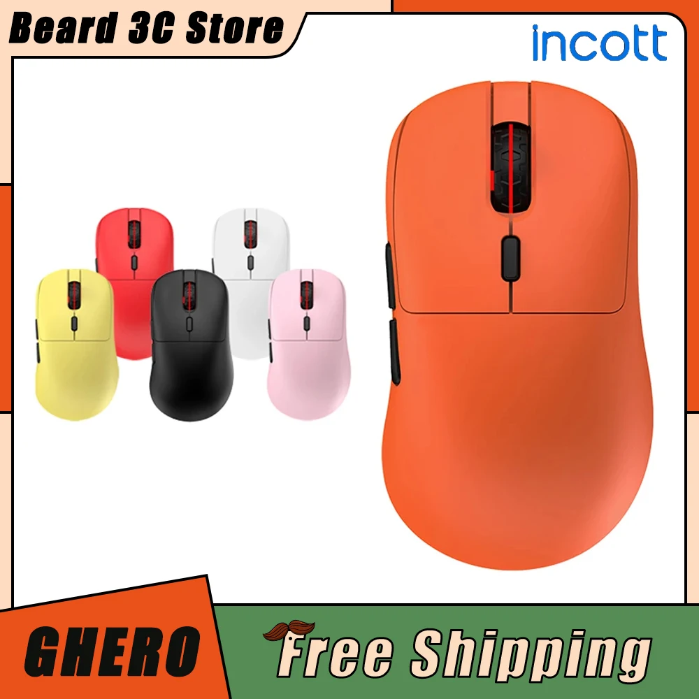 

Incott GHERO Wireless Mouse Dual Mode PAW3395 Sensor RGB Low Latency Gaming Mouse Ergonomics Pc Gamer Accessories Office Gift