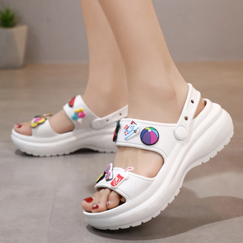 WhiteEVAWedgeSandalsforWomenSummer2023FashionPlatformSlippers