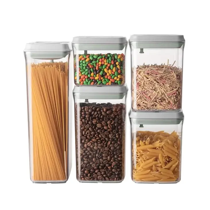 Plastic Kitchen Storage Containers Airtight Perfect For Food Storage Containers Square Mouth For Big Cereal