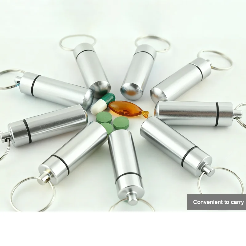 Portable Aluminium Alloy Mini Keychain Storage Bottle with Sealed Compartment Outdoor Waterproof Metal Medicine Case PillBox