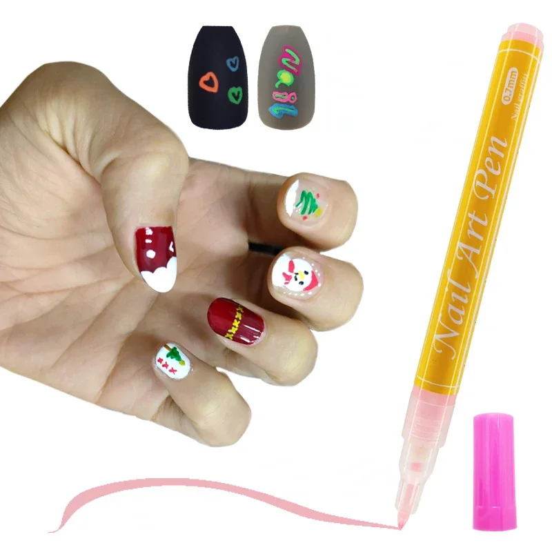 8/12 색상 아크릴 네일 그래피티 펜, 수제 DIY 네일 컬러 페인팅 후크 라인, 빠른 건조 마커 펜, 아트 용품, 0.7mm