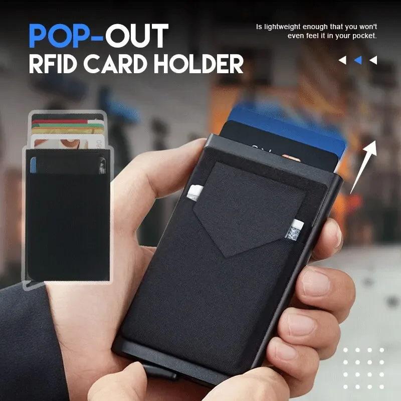 credit card wallet Rfid smart metal slim pop up minimalist men black male purse money bags