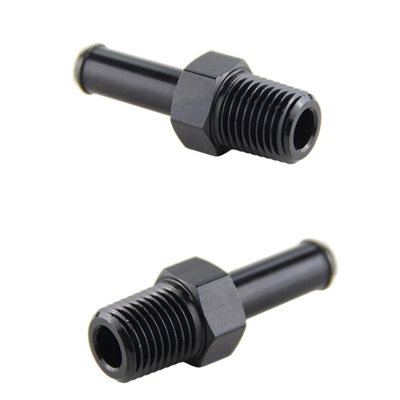 2pcs Aluminum Alloy AN6 1/4" NPT 13.6mm Male To 3/8" 9mm Hose Barb Straight Adapter Fitting Black New High Quality